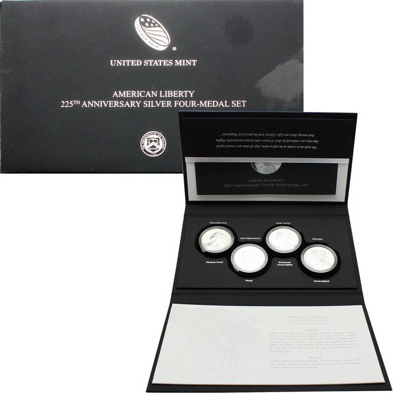 2017 Silver American Liberty 225th Anniversary 4 Medal Set