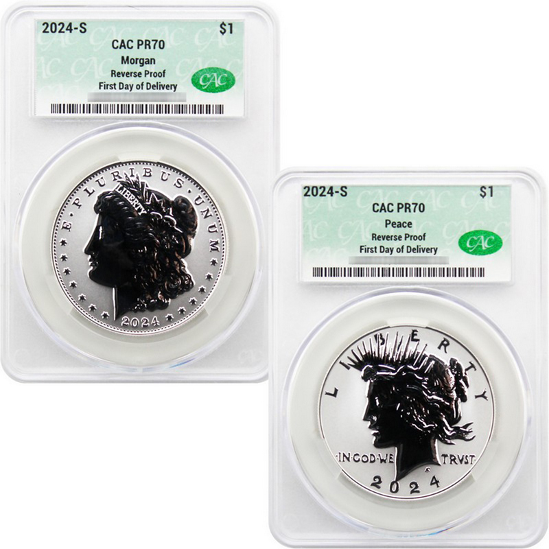 2024 S Morgan & Peace Silver $ Set Rev PF70 CAC | SilverTowne