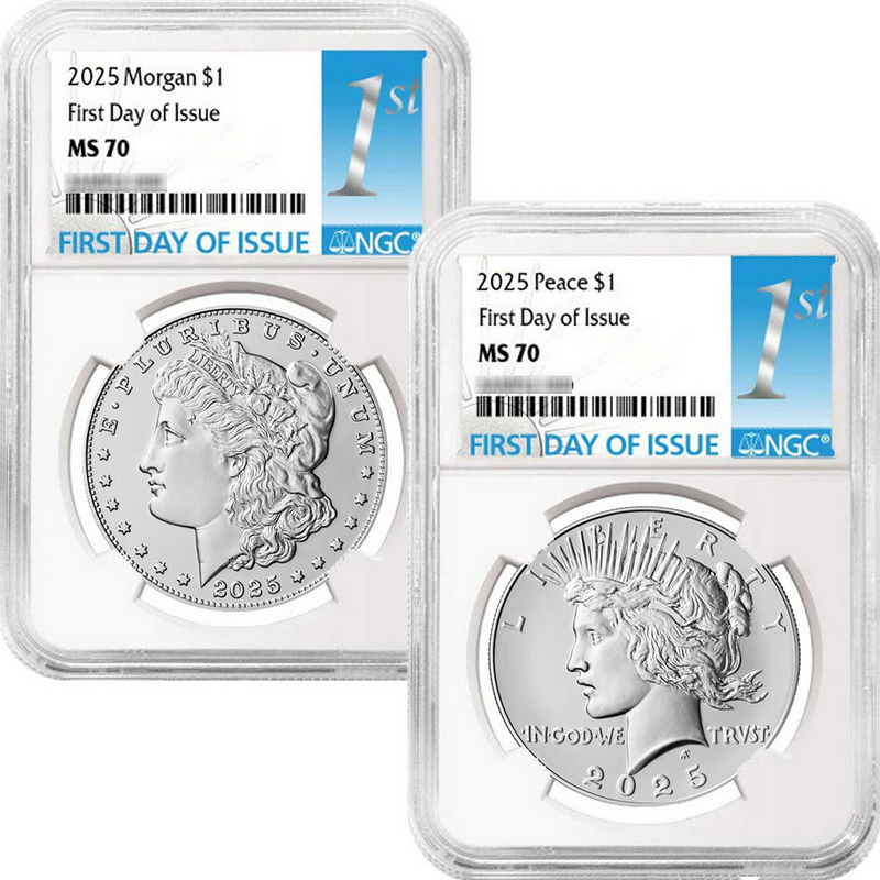 2025 Morgan & Peace Silver $ Set NGC MS70 FDI | SilverTowne