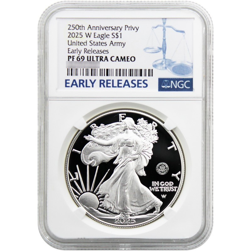 2025 W SAE 250th US Army Privy Coin PF69UC ER NGC Blue Label