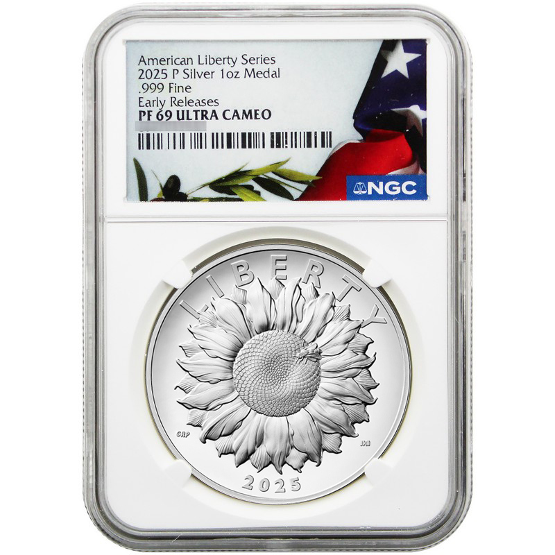 2025 Sunflower 1oz Silver ALS Medal PF69 NGC | SilverTowne