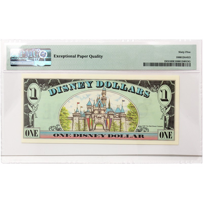 1987 $1 Disney Dollar PMG 65 EPQ Mickey Mouse Disneyland Block A