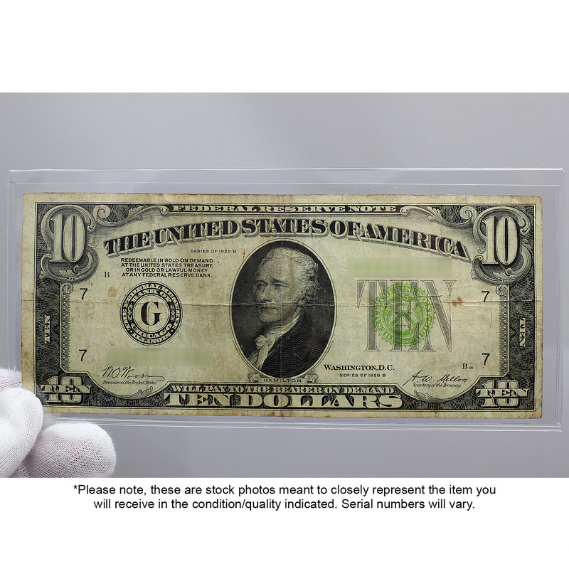 Series 1928 $10 Redeemable in Gold Federal Reserve Note VG/F
