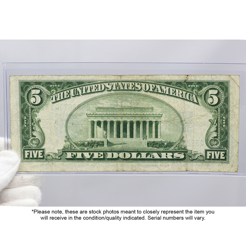 Series 1934 $5 Silver Cert Blue Seal Note VG/VF Condition