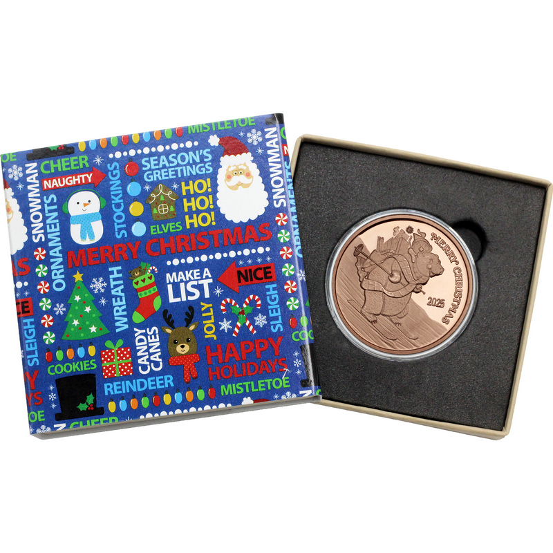 2025 Christmas Polar Bear 1oz Copper Round | SilverTowne