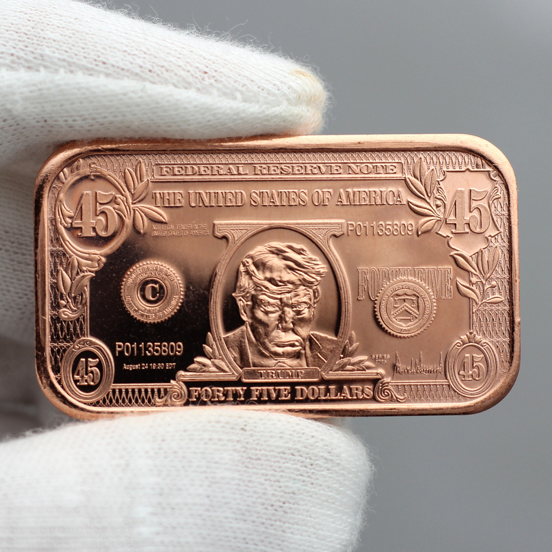Donald Trump 45 Banknote 1 AVDP oz .999 Fine Copper Bar | SilverTowne