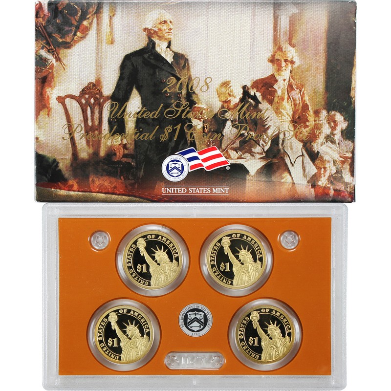 SilverTowne - 2008 S 4pc Presidential Dollar Proof Set