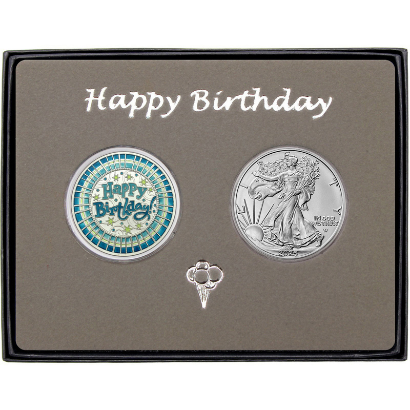 2020 Happy Birthday Stars 1oz .999 Fine Silver Bar by SilverTowne in Gift Box
