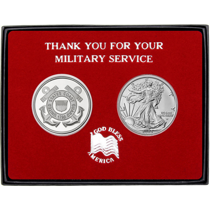 999 FINE SILVER MILITARY PROOF COIN "US COAST GUARD" 1 OZ NEW 1 TROY OUNCE