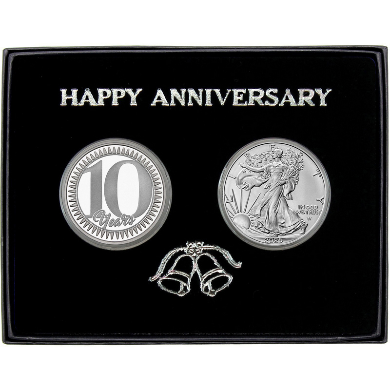 10 Years Anniversary Gift Silver Round 2pc Set | SilverTowne