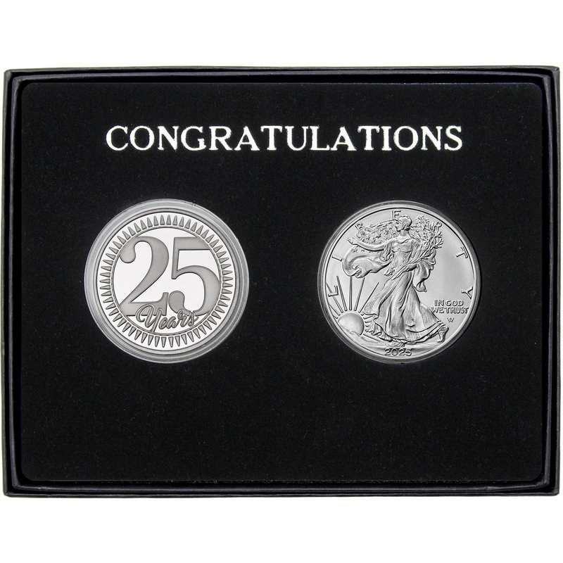 Congratulations 25 Years Gift Silver Bar 2pc Set | SilverTowne