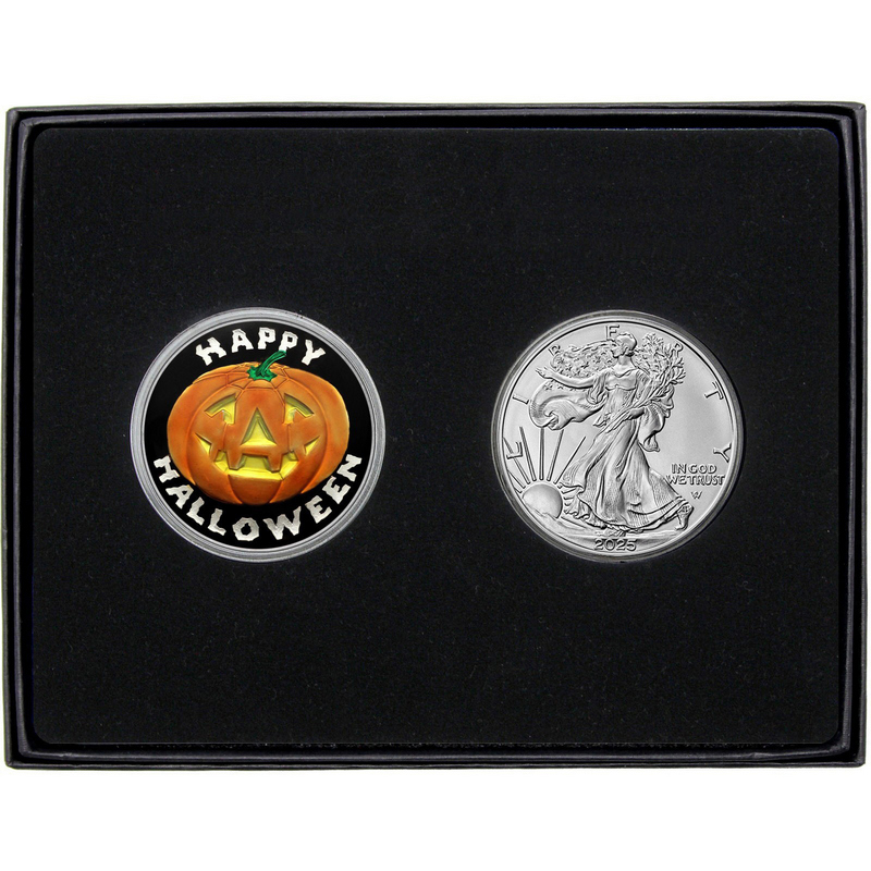 Halloween Pumpkin 1oz Silver Round Enameled | SilverTowne