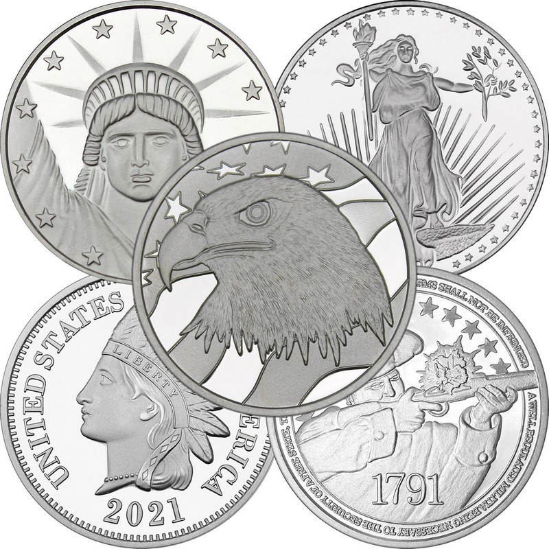 Pledge of Allegiance Silver Eagle 1 oz .999 Silver Round LOT of 5