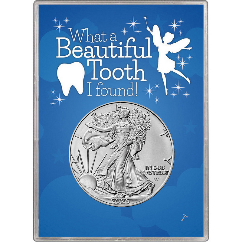 2026 エンジェル 純銀　ハーフオンス　限定 銀貨　新品未開封① 2026 SAE BU in Tooth Fairy SAE Gift Holder | SilverTowne