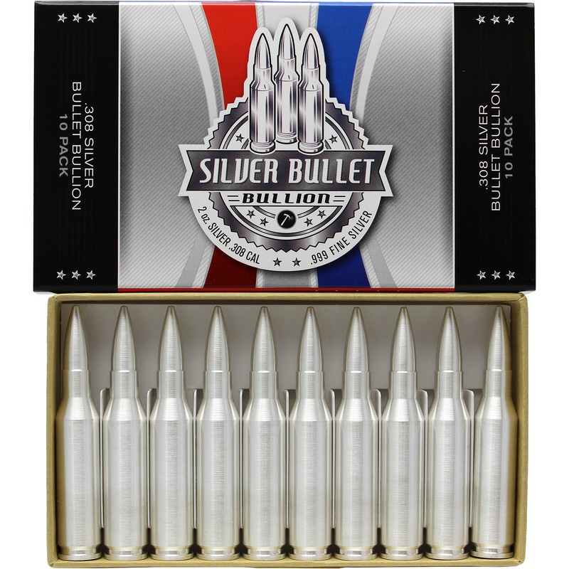 308 Caliber Silver Bullet Replica 2oz 999 Fine Silver