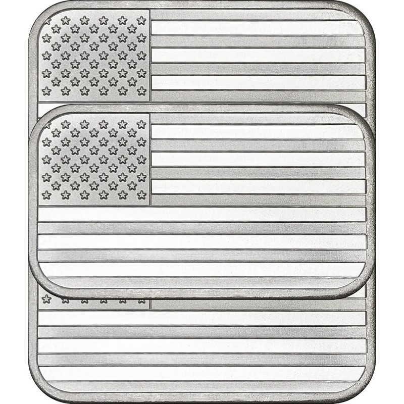 American Flag 1 Ounce Pure Silver Bullion Bar 3 Piece Lot