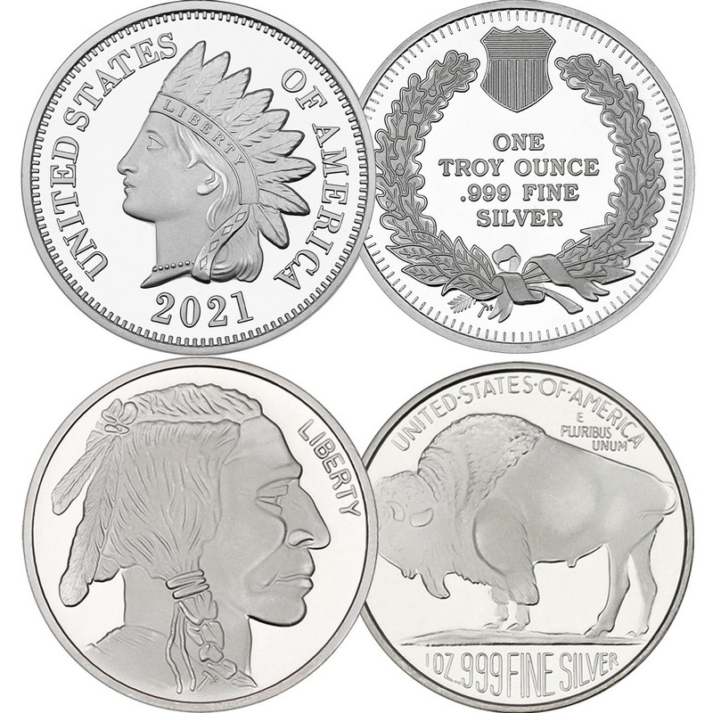 No Date Buffalo Medallion 1oz .999 Silver LOT OF 10 