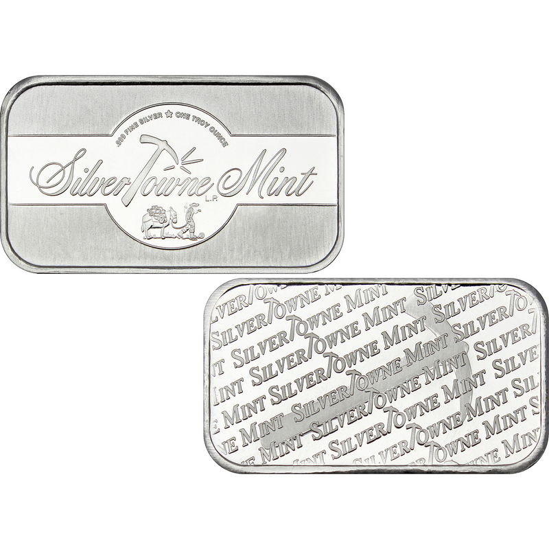 10 Piece Silver Bar 1 oz Mixed Designs Silvertowne
