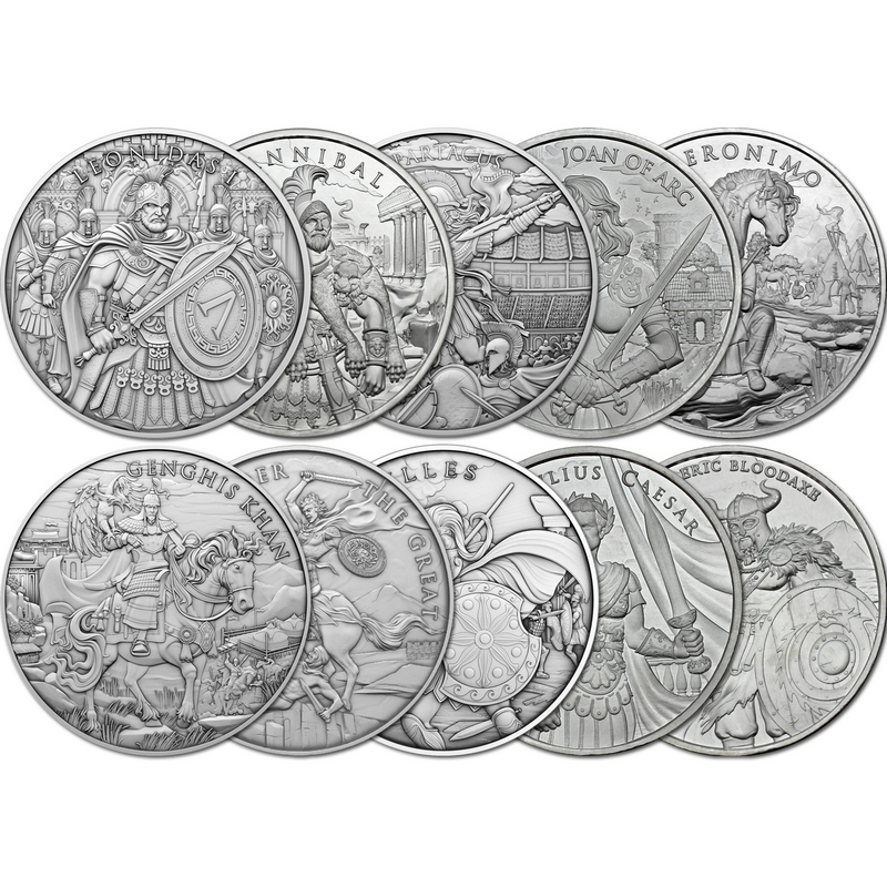 4pc Legendary Warriors Series 1oz .999 Silver Round