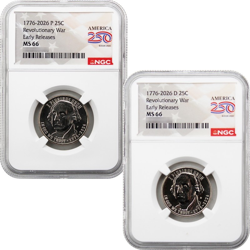 2026 P&D Revolutionary War Quarter Set NGC MS66 ER | SilverTowne