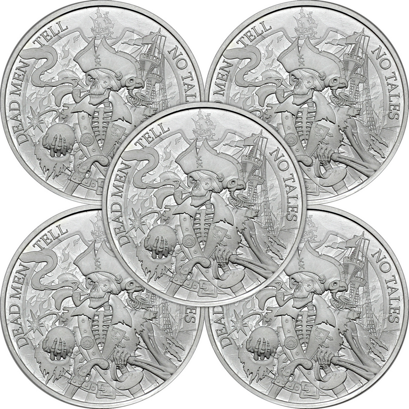 Dead Men Tell No Tales Silver 1oz .999 Round 5pc | SilverTowne