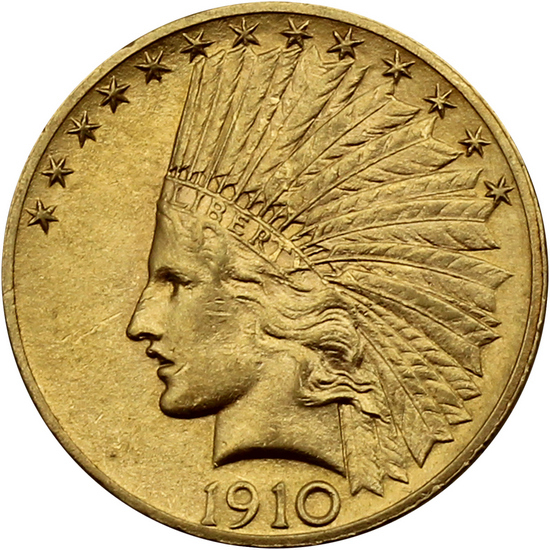 1910 $10 Gold Indian AU/BU Condition