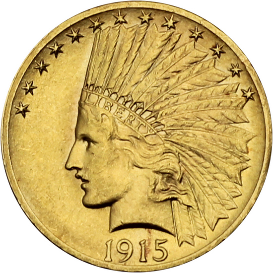 1915 $10 Gold Indian AU/BU Condition