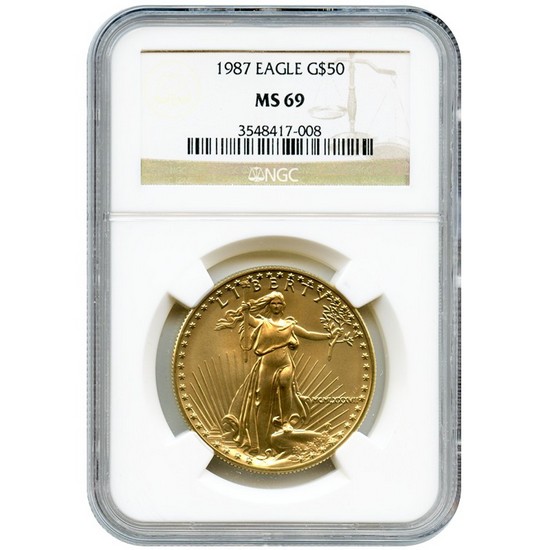 1987 Gold American Eagle 1oz MS69 NGC Brown Label