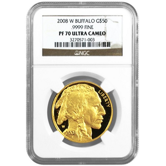 2008 W Gold Buffalo 1oz Coin PF70 UC NGC Brown Label