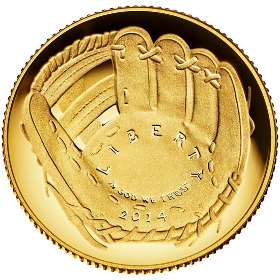 2014-W Baseball Hall of Fame $5 Gold Proof Coin in OGP
