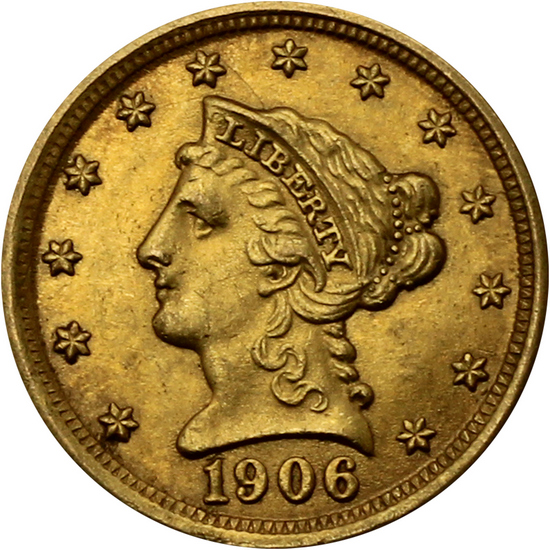 1906 $2.5 Gold Liberty XF/AU Condition