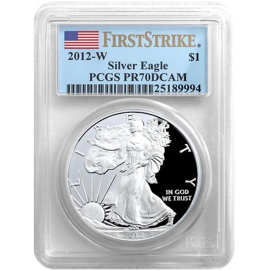 2012 W Silver American Eagle PR70 DCAM FS PCGS Flag Label