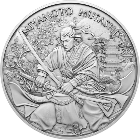 Miyamoto Musashi Legendary Warriors Series 1oz .999 Silver Medallion