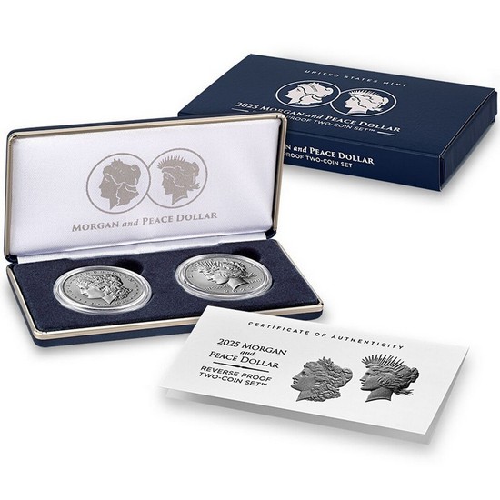 2025 S Morgan and Peace Silver Dollar Set Reverse Proof in OGP