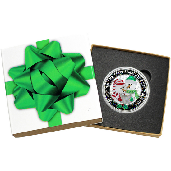 2025 Caroling Snowmen 1oz .999 Silver Medallion Enameled in Gift Box