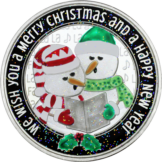 2025 Caroling Snowmen 1oz .999 Silver Medallion Enameled in Gift Box 2025 Caroling Snowmen 1oz .999 Silver Medallion Enameled in Gift Box
