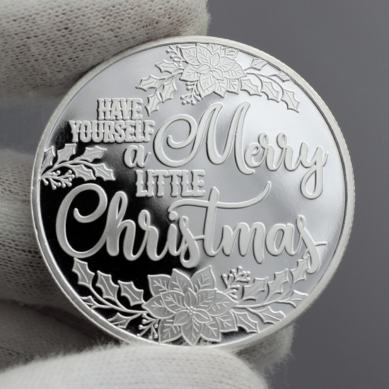 Close Up 2020 Christmas Wishes and Mistletoe Kisses Candy Cane 1oz .999 Silver Round