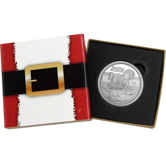 2025 Baby's First Christmas Rocking Horse 1oz .999 Silver Medallion in Gift Box