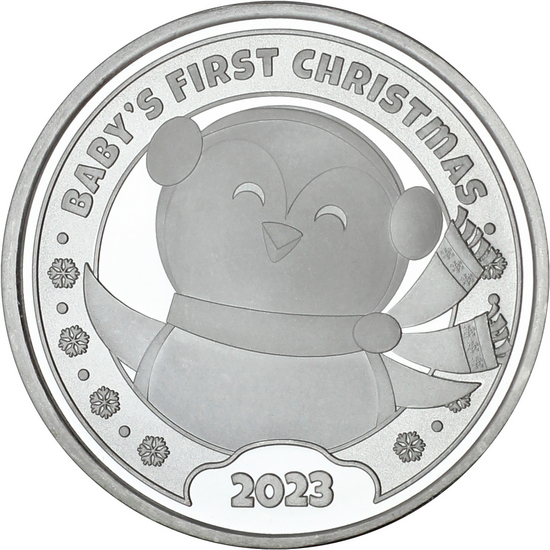 2022 Baby's First Christmas Teddy Bear Stocking 1oz .999 Silver Bar in Gift Box