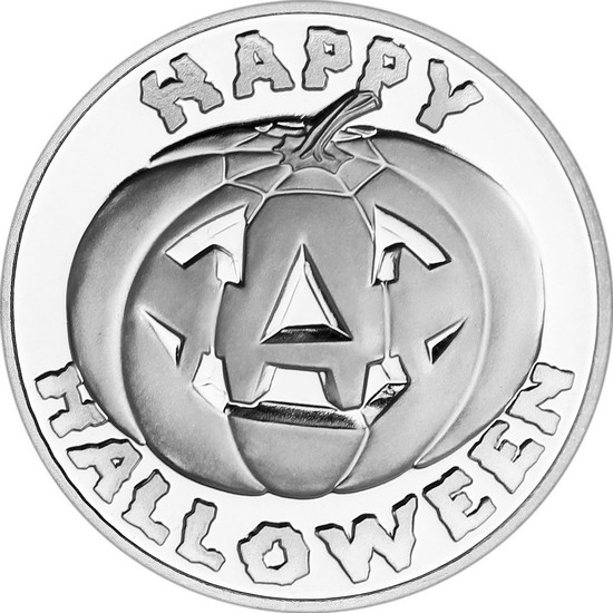 Happy Halloween Pumpkin 1oz .999 Silver Medallion in Gift Box Happy Halloween Pumpkin 1oz .999 Silver Medallion in Gift Box