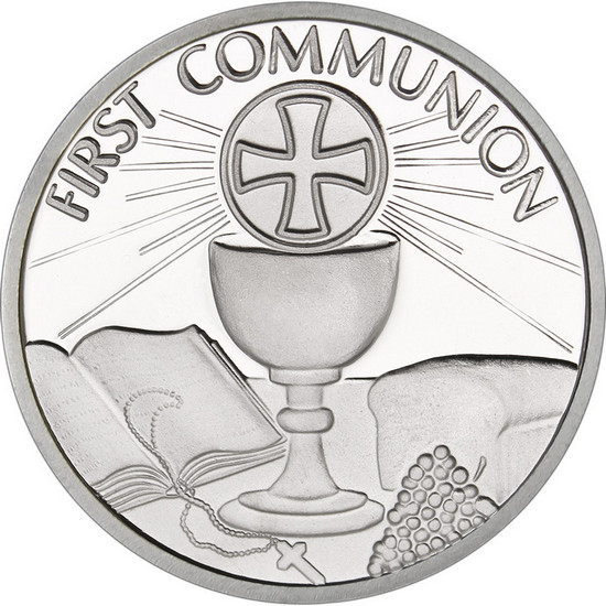 First Communion 1oz .999 Silver Medallion Dated 2025 in Gift Box First Communion 1oz .999 Silver Medallion Dated 2025 in Gift Box