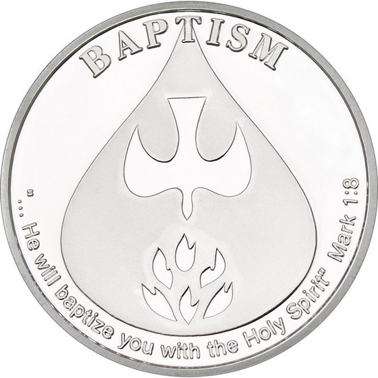 Baptism 1oz .999 Silver Medallion Dated 2025 in Gift Box Baptism 1oz .999 Silver Medallion Dated 2025 in Gift Box