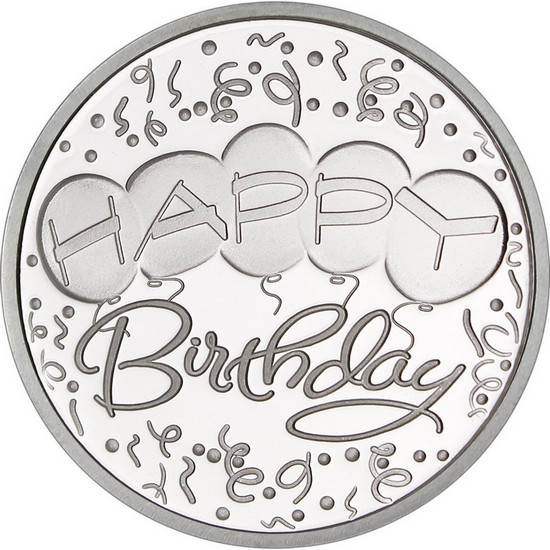 Happy Birthday Balloons 1oz .999 Silver Medallion Dated 2023 in Gift Box