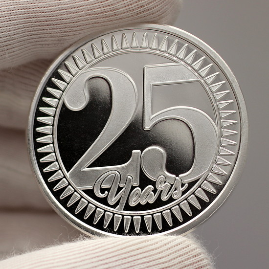 25th Anniversary 1oz .999 Silver Medallion Dated 2022 Close up of Design