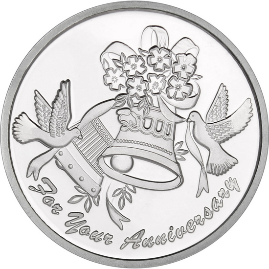 Anniversary Bells 1oz .999 Silver Medallion Dated 2025 in Gift Box Anniversary Bells 1oz .999 Silver Medallion Dated 2025 in Gift Box