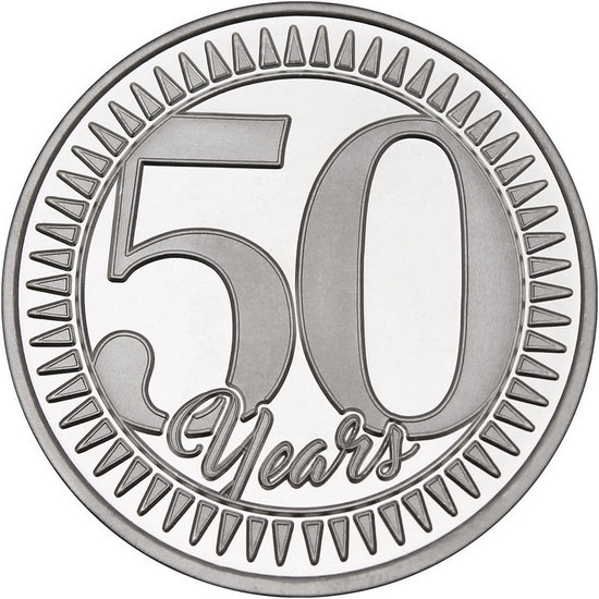 50th Anniversary 1oz .999 Silver Medallion Dated 2025 in Gift Box 50th Anniversary 1oz .999 Silver Medallion Dated 2025 in Gift Box