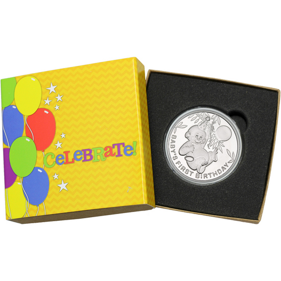 Baby's First Birthday 1oz .999 Silver Medallion Dated 2024 in Gift Box