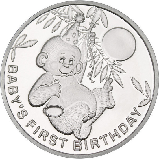 Baby's First Birthday 1oz .999 Silver Medallion Dated 2025 in Gift Box Baby's First Birthday 1oz .999 Silver Medallion Dated 2025 in Gift Box
