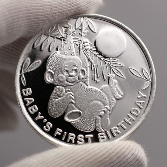 Details about   1oz "WELCOME BABY" Bear With Blocks .999 Fine Silver Round Gift Boxed 