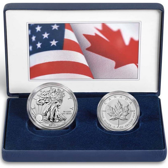 2019 Pride of Two Nations Set Enhanced Reverse Proof SAE & Modified Proof Silver Maple Coins in OGP